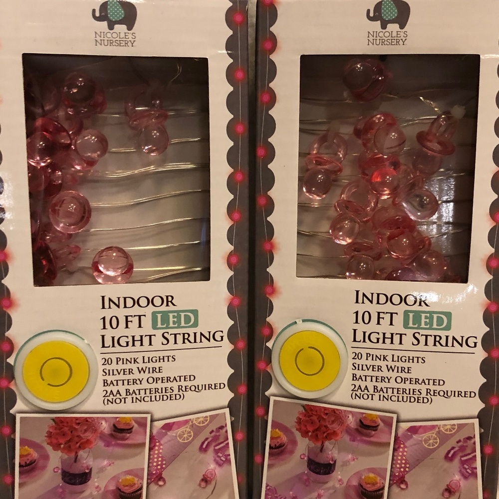 2 Sets-Pink Baby  LED “Pacifier” string lights